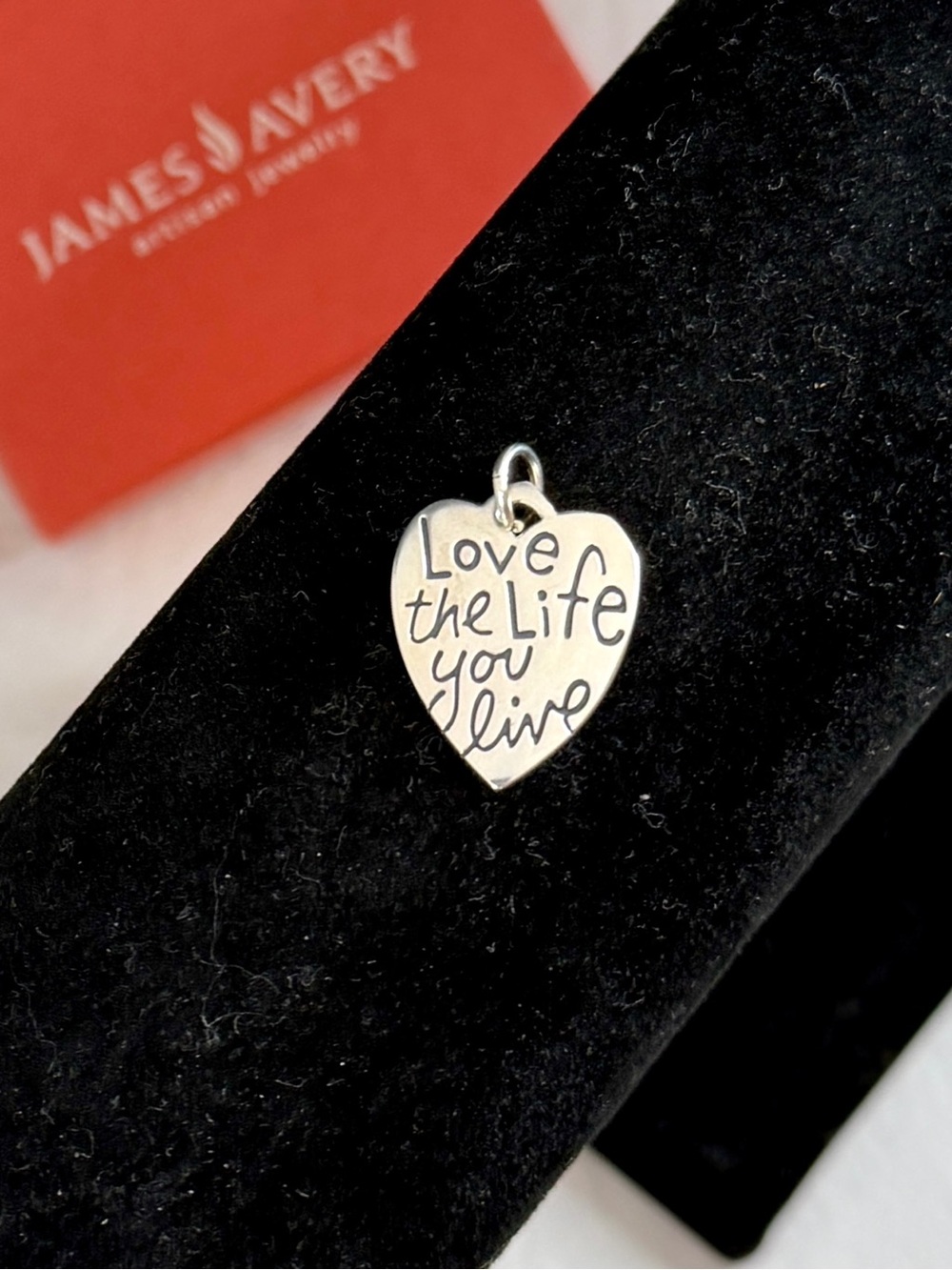 JAMES AVERY Sterling Silver Live The Life You Love Heart Charm Pendant; RETIRED